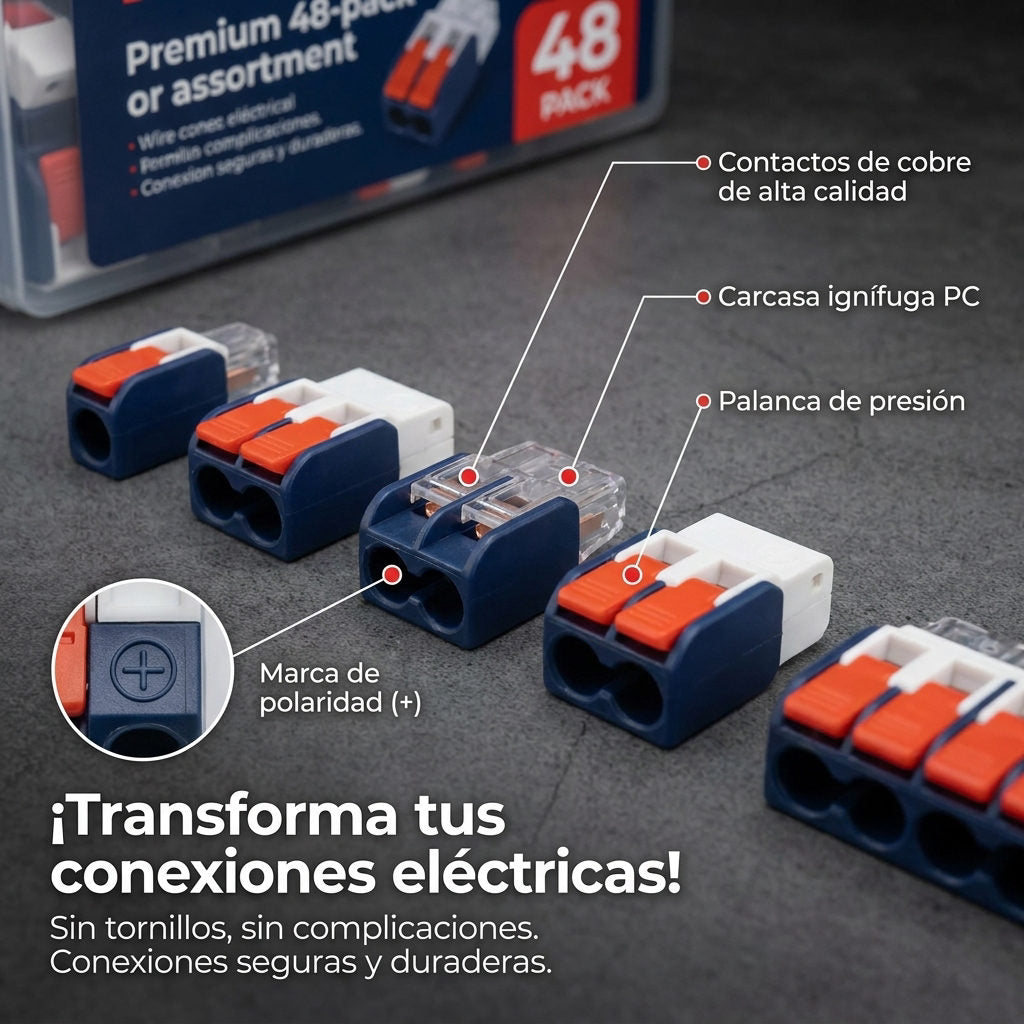 Conectores Cables x48 Unidades — Pack de 50 unidades — DETALLES DE CALIDAD