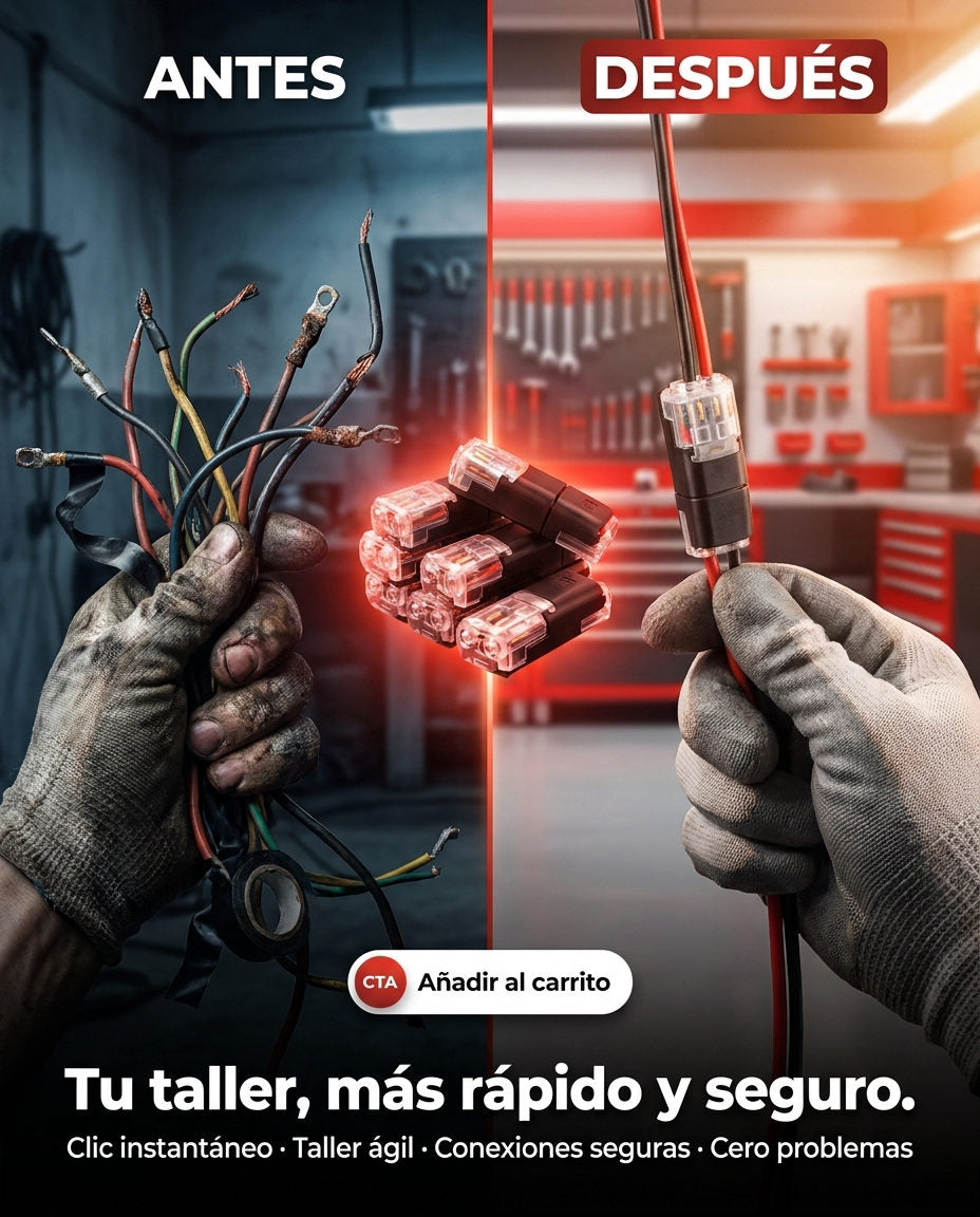 Conectores Cables x50 Unidades — TRANSFORMACIÓN VISUAL DEL PROBLEMA