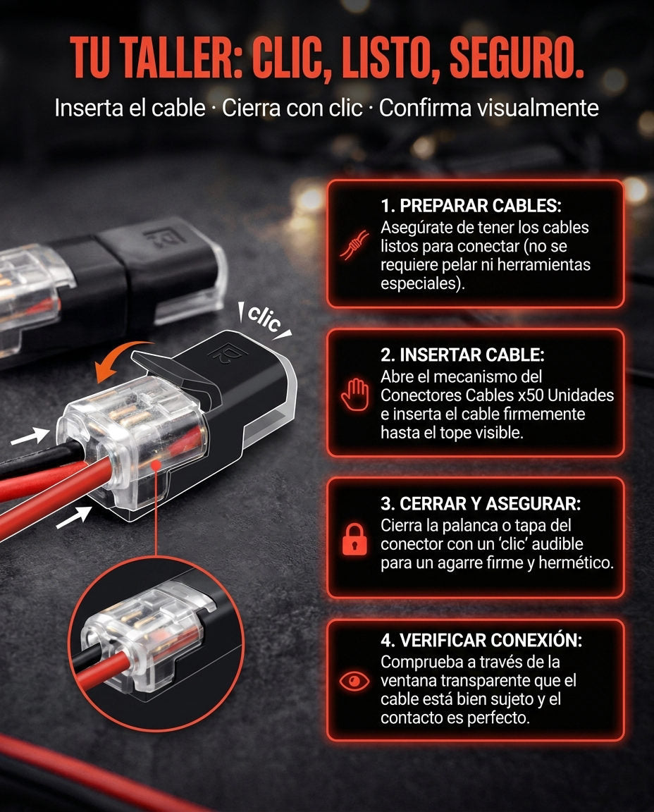 Conectores Cables x50 Unidades — GUÍA DE USO PASO A PASO