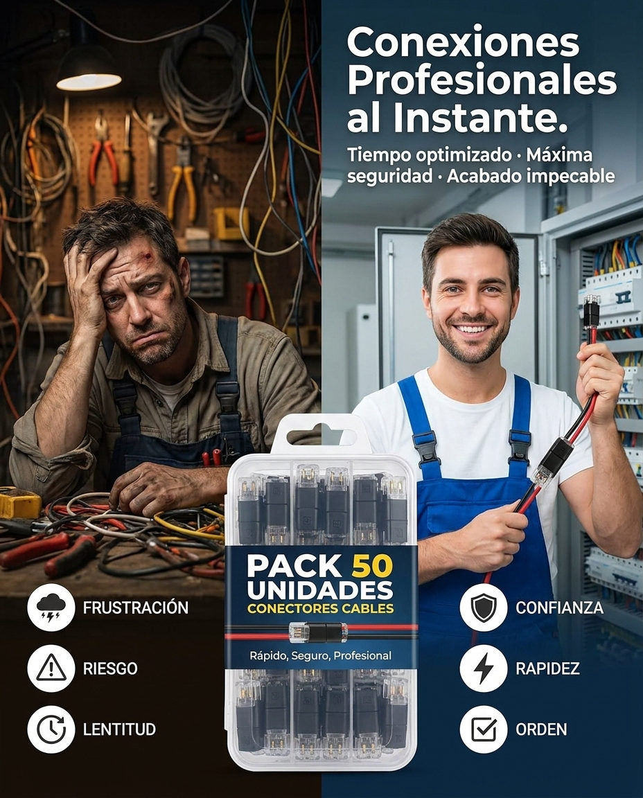 Pack 50 unidades Conectores Cables — SOLUCIÓN SENCILLA PARA LA RUTINA