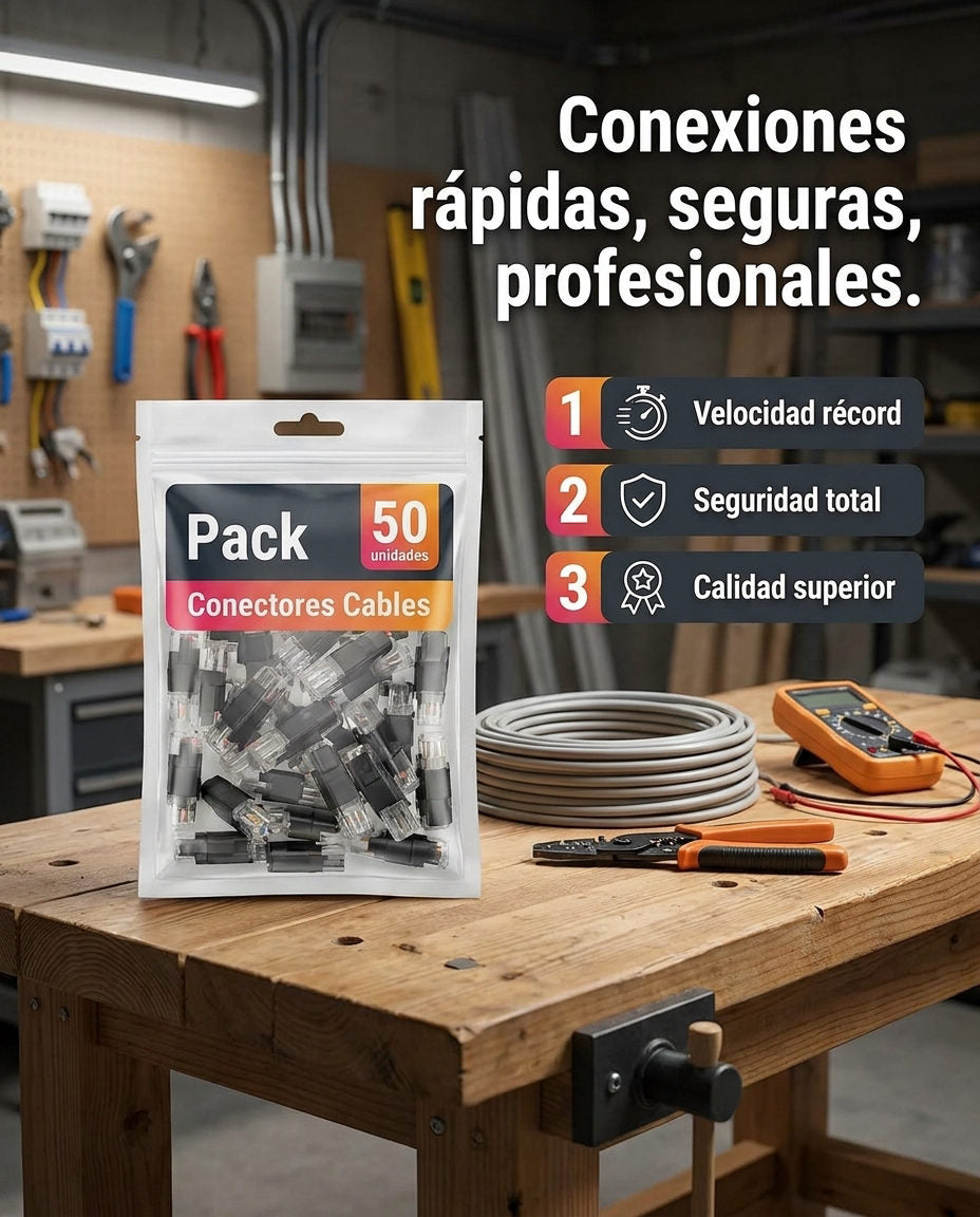 Pack 50 unidades Conectores Cables — LOS 3 BENEFICIOS CLAVE