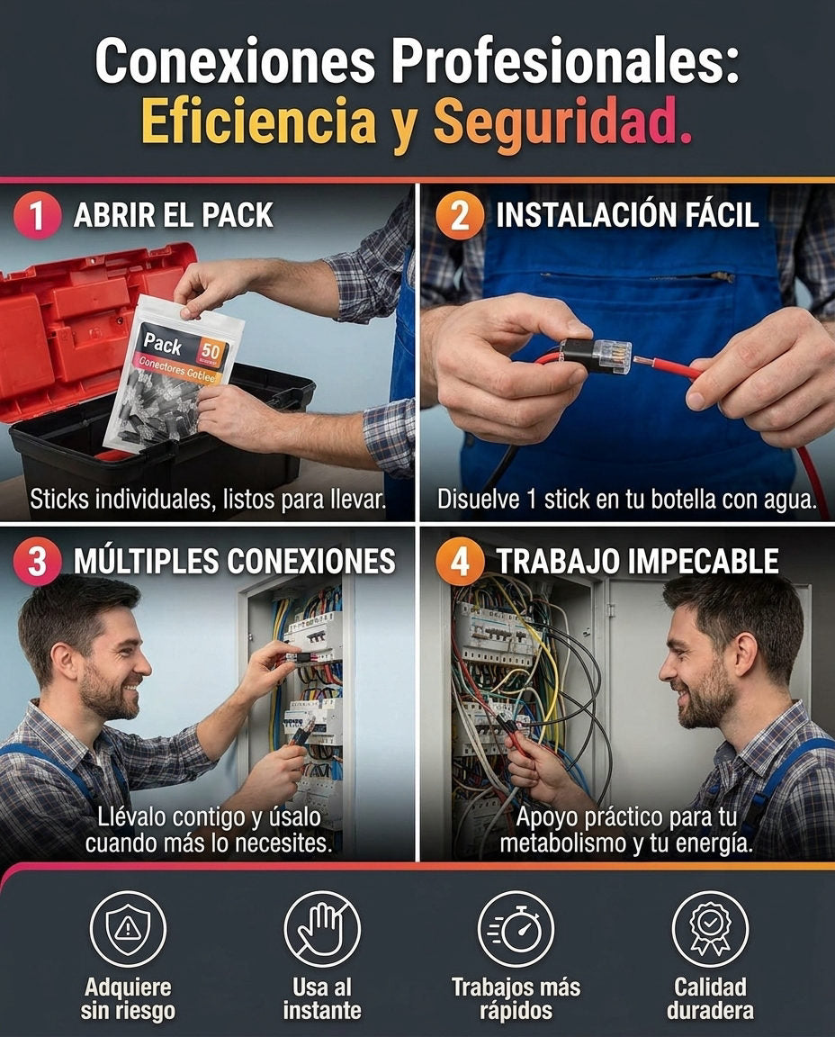 Pack 50 unidades Conectores Cables — INCORPORACIÓN FÁCIL EN LA VIDA DIARIA