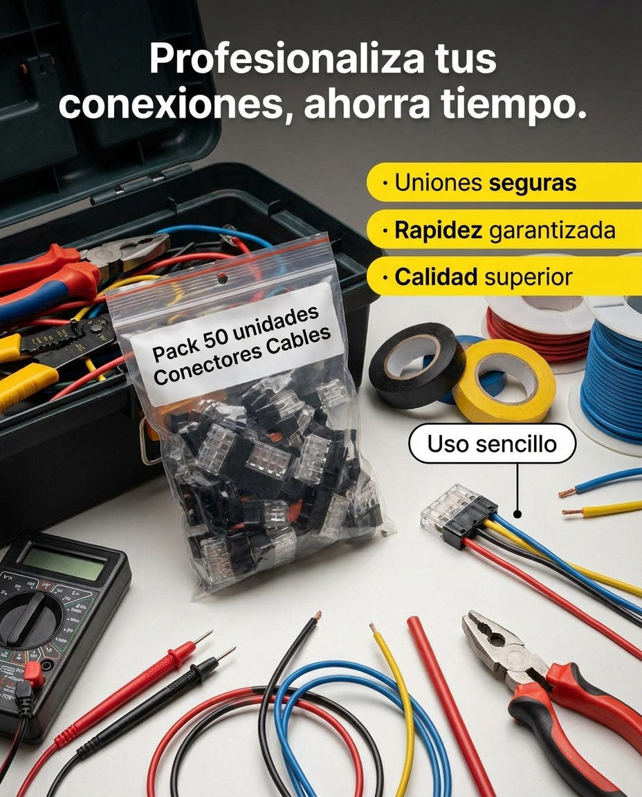 Pack 50 unidades Conectores Cables — PRODUCTO EN CONTEXTO REAL